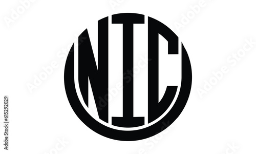 NIC shield with round shape logo design vector template | monogram logo | abstract logo | wordmark logo | lettermark logo | business logo | brand logo | flat logo.