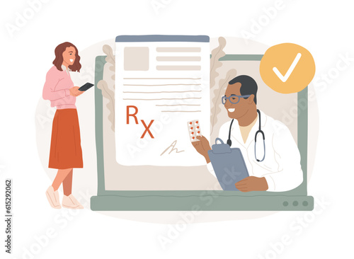 Online prescription system isolated concept vector illustration. Online medical prescription system, electronic prescribing, online pharmacy, e-prescribing, digital request vector concept.