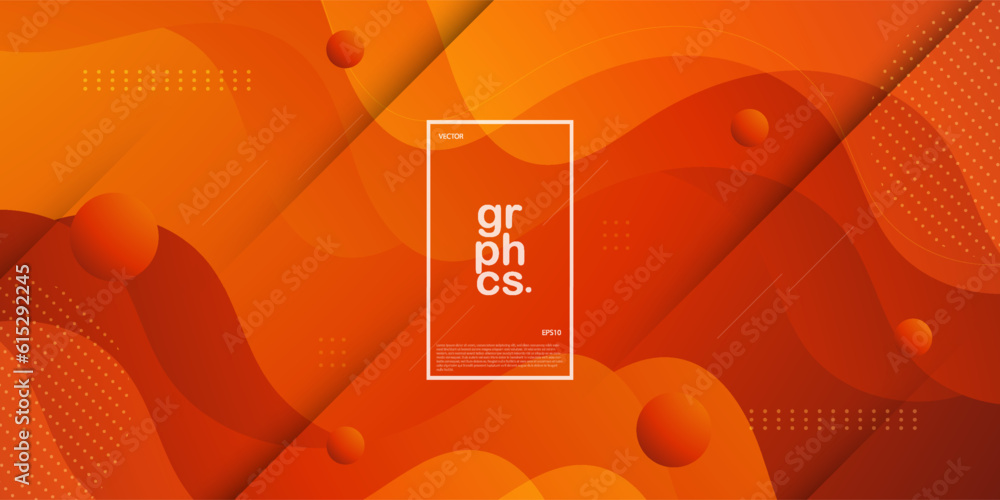Fototapeta premium Modern wave orange textured background design in 3D style with dynamic orange color. EPS10 Vector