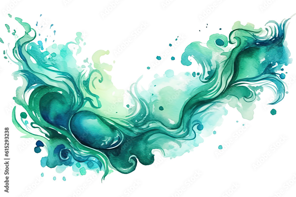 emerald and sky blue swashes, watercolor paint abstract border frame for design layout, isolated on a transparent background, generative ai emerald and sky blue swashes, watercolor paint abstract border frame for design layout, isolated on a transparent background, generative ai