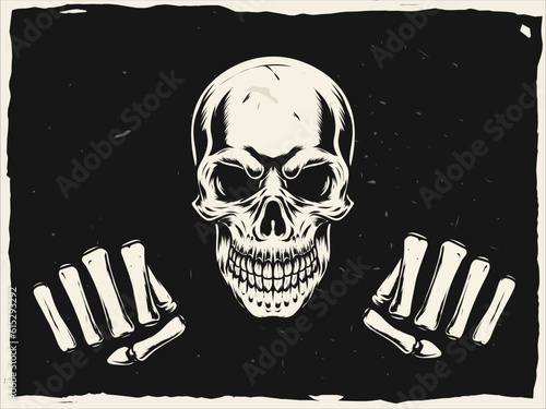 skull punching poster for fighting theme