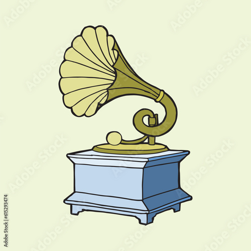 vintage gramophone handdraw illustration vector