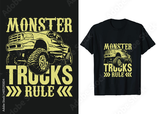 Monster Vector Truck T-shirt Design Graphic,