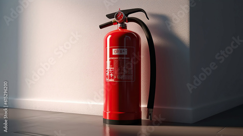 Wallpaper Mural fire extinguisher on gray wall. Generative Ai Torontodigital.ca