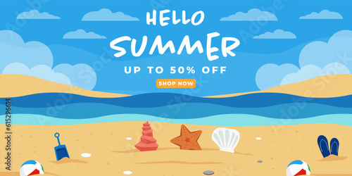 vector design summer sale a horizontal banner in flat design