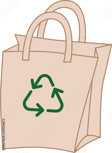 Tote bag with recycle symbol. No plastic day or Environment Day elements