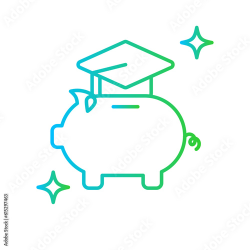 College savings plan business and finance icon with blue and green gradient outline style. blue and green gradientboard, board, number, currency, deposit, academic, study. Vector Illustration