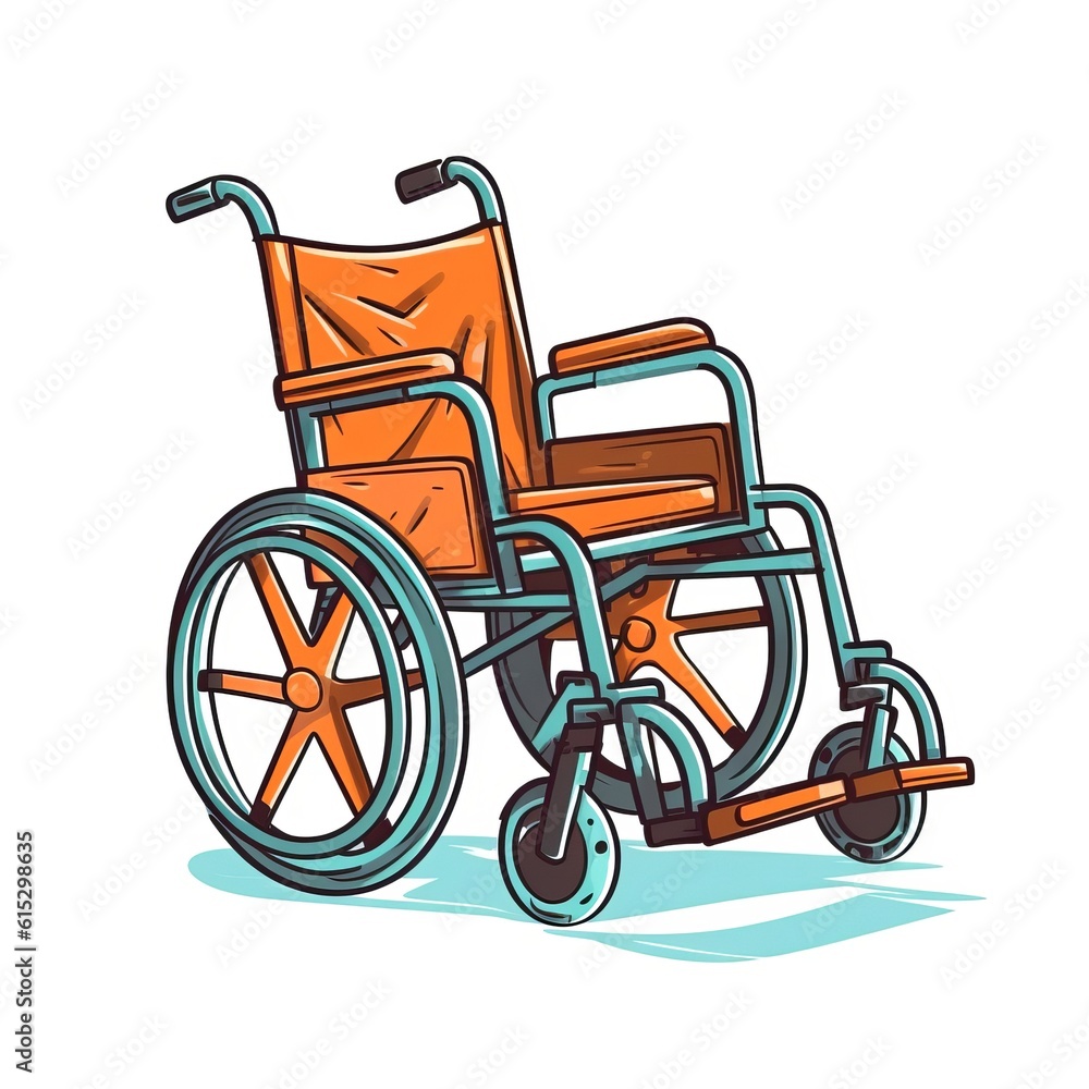Medical Wheelchair Hospital Tool Cartoon Square Illustration. Healthcare and Medicine. Ai Generated Drawn Illustration with Ergonomic Versatile Wheelchair Hospital Tool.
