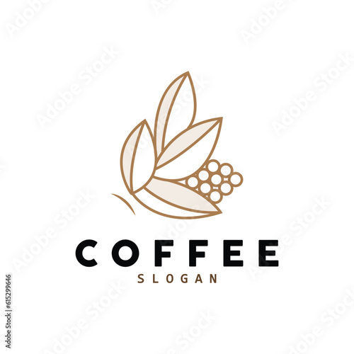 coffee bean drink logo design in brown color vector illustration