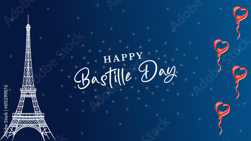happy bastille day background with eiffel tower vector illustration photo