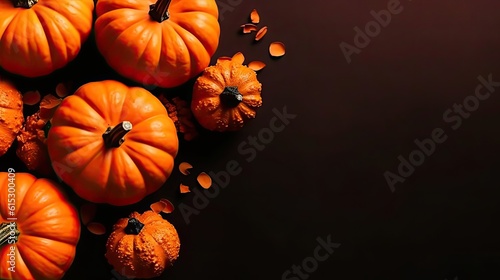 Halloween background with orange pumpkins on spooky background