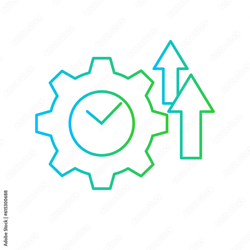 Productivity business and finance icon with blue and green gradient outline style. effective, industrial, quality, isolated, analytics, operation, automation. Vector Illustration
