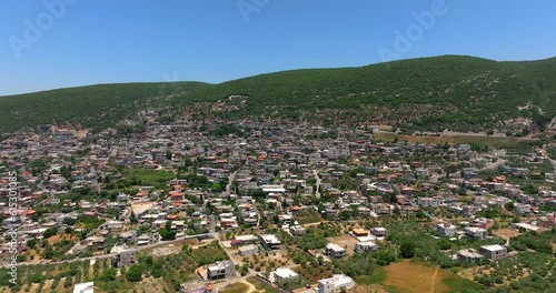 Aerial view of Pekiin Druze village houses in northern Israel photo