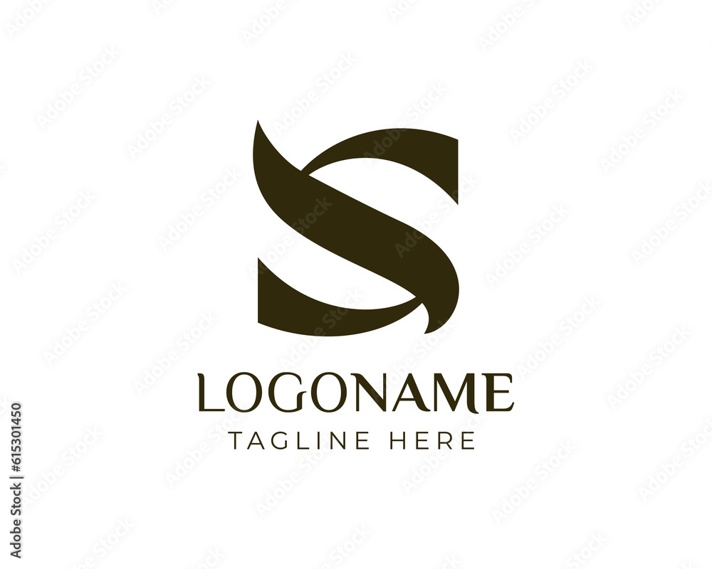 Vector minimalist letter S gold icon logo design Vector minimalist letter S gold icon logo design