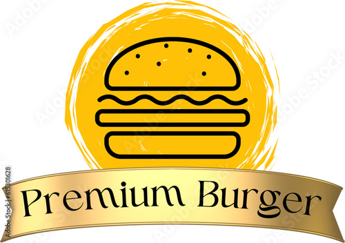 Premium Burger shop sign vector illustration