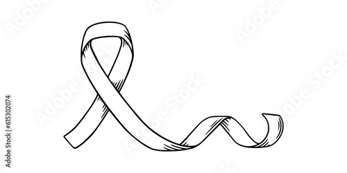 Ribbon for disorder awareness day. Support and charity symbol. Sketch vector illustration isolated in white background