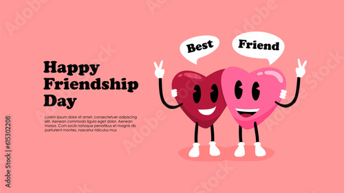 happy friendship day banner template pink background