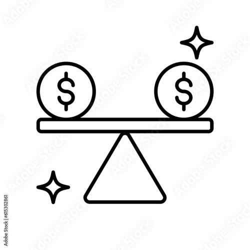 Stability business and finance icon with black outline style. economic, justice, hand, arrow, background, comparison, currency. Vector Illustration