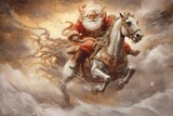 Santa Claus christmas art Merry Christmas and Happy Holidays greeting card, frame, banner. New Year. Winter xmas holiday theme