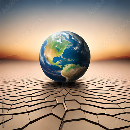 earth globe in the desert