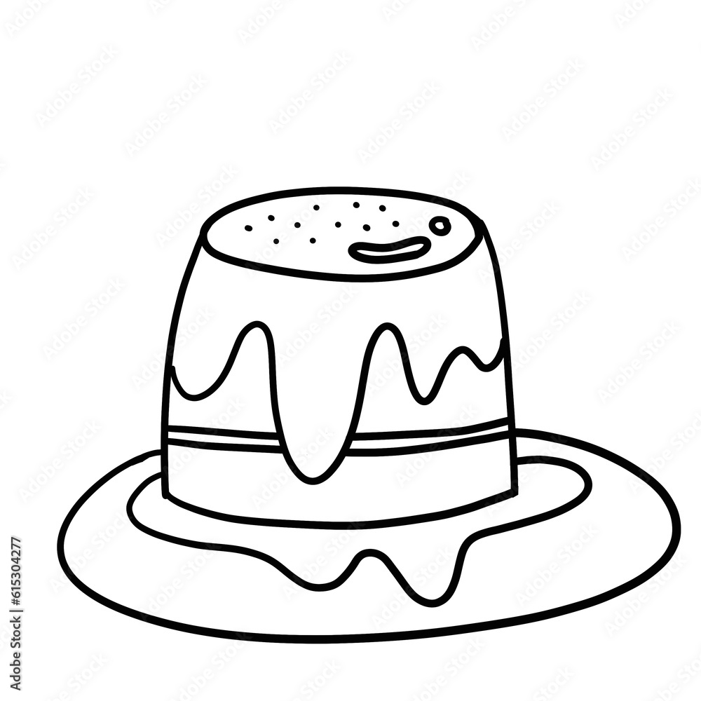 Delicious pudding on a plate Top with chocolate icing. Delicious pudding on a plate Top with chocolate icing.