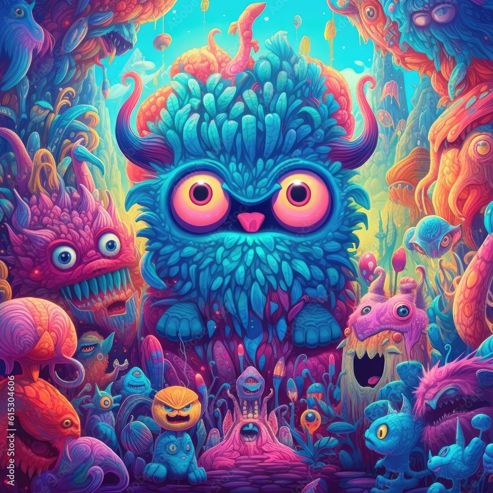 Colorful creepy monster
