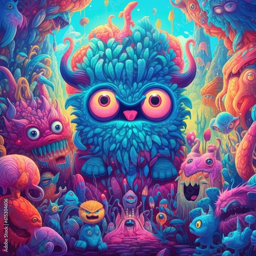 Colorful creepy monster