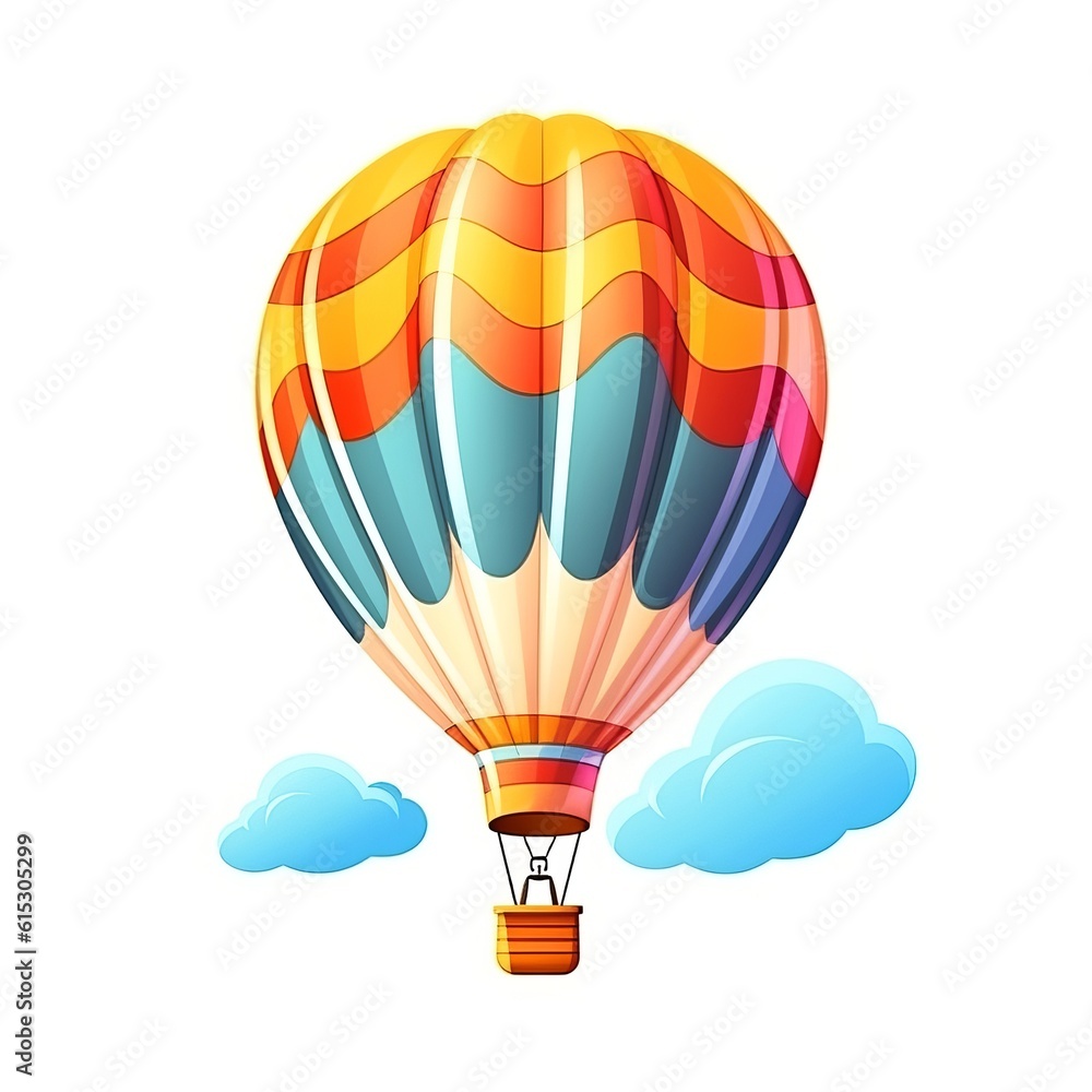 Fototapeta premium Modern Hot air balloon Aerial Vehicle Cartoon Square Illustration. Air Transportation. Ai Generated Drawn Illustration with Flying Sky Hot air balloon Aerial Vehicle.