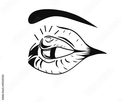 illustration vector, Human eye with swelled eyelid. Blepharitis.