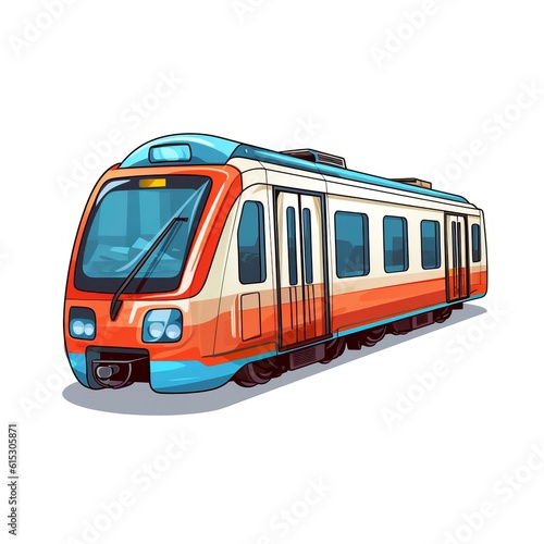 Modern Subway car Rail Vehicle Cartoon Square Illustration. Transportation and Logistics. Ai Generated Drawn Illustration with Fast Innovative Subway car Rail Vehicle.