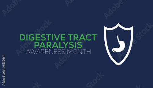 Digestive tract paralysis awareness month is observed every year in August. Health awareness vector.