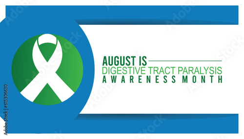 Digestive tract paralysis awareness month is observed every year in August. Health awareness vector.