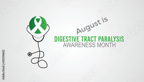Digestive tract paralysis awareness month is observed every year in August. Health awareness vector.