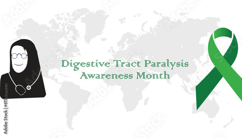 Digestive tract paralysis awareness month is observed every year in August. Health awareness vector.