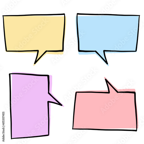 set of colorful speech bubbles