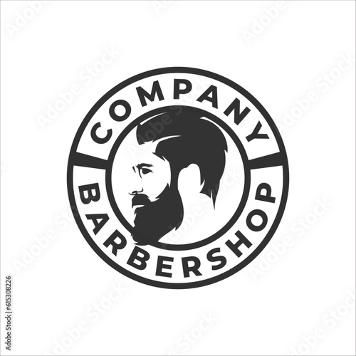 barbershop logo design template bearded man