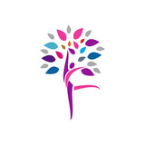 logo design vector abstract modern logo icon symbol yoga tree health medical people