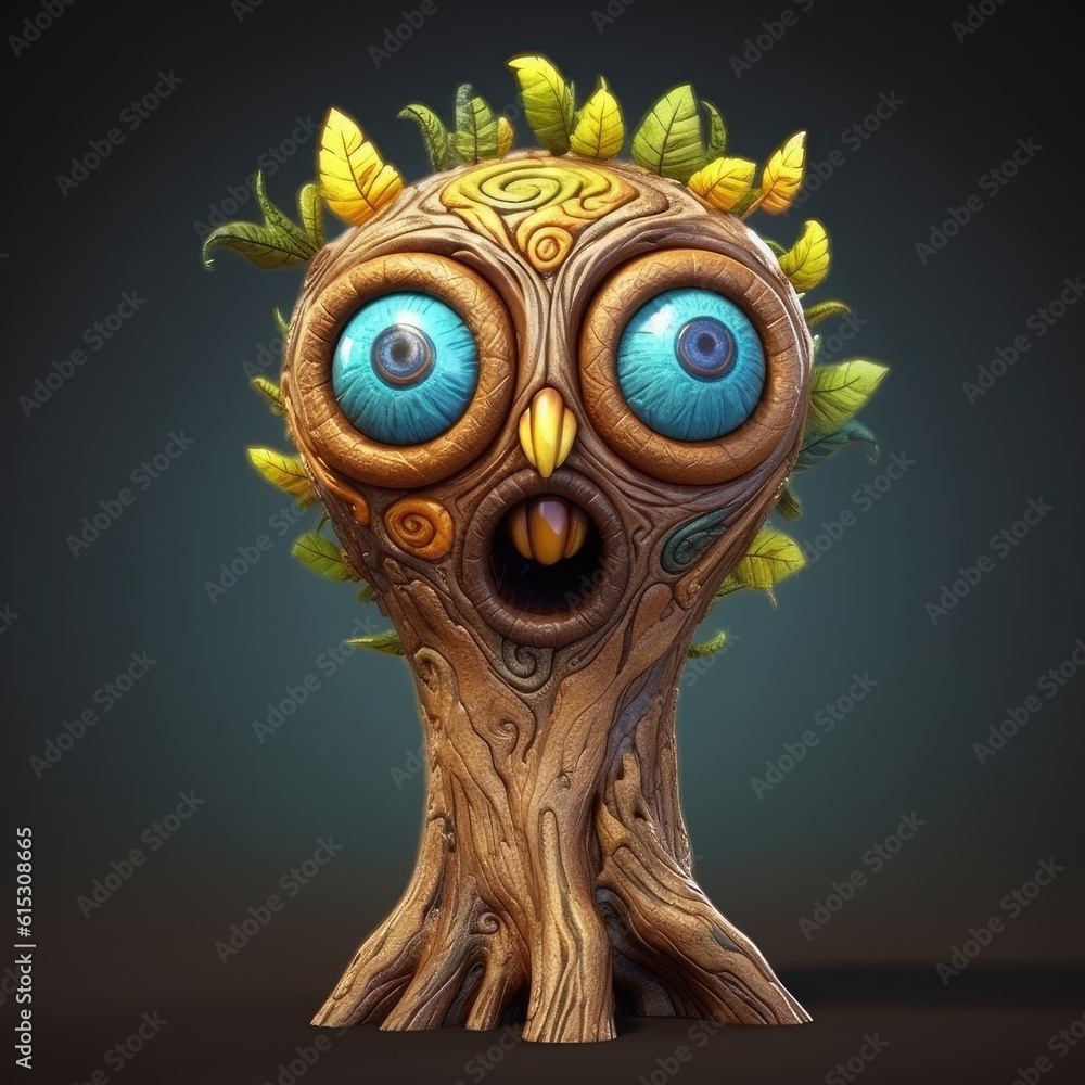 Cartoon tree with funny face