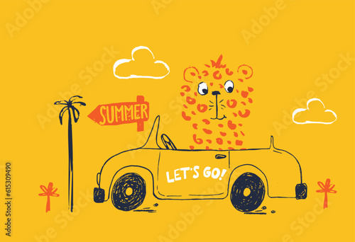 Canvas Print Cheetah on car funny cool summer t-shirt print design
