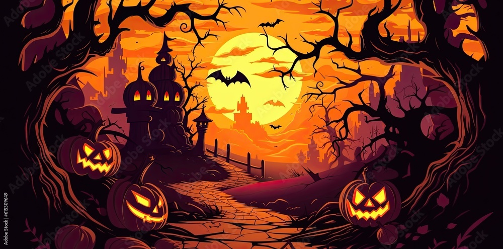 halloween in a countryside halloween background