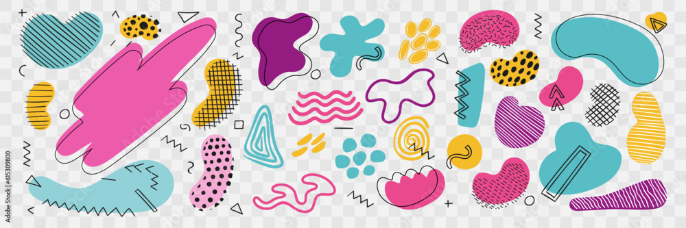 Fototapeta premium Abstract blotch shape. Liquid shape elements.liquid shadows random shapes. Organic amoeba blob shape abstract. Vector illustration