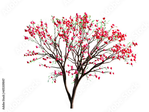 A love tree 3D illustration of love and valentine day isolated on white background. Clipping path.