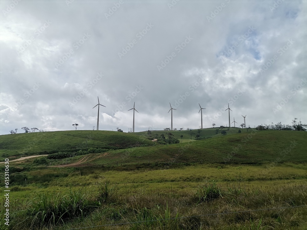 Windmills on hills
