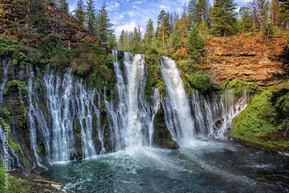 Burney Falls - a waterfall on Burney Creek, within McArthur-Burney Falls Memorial State Park, Shasta County, California Burney Falls - a waterfall on Burney Creek, within McArthur-Burney Falls Memorial State Park, Shasta County, California