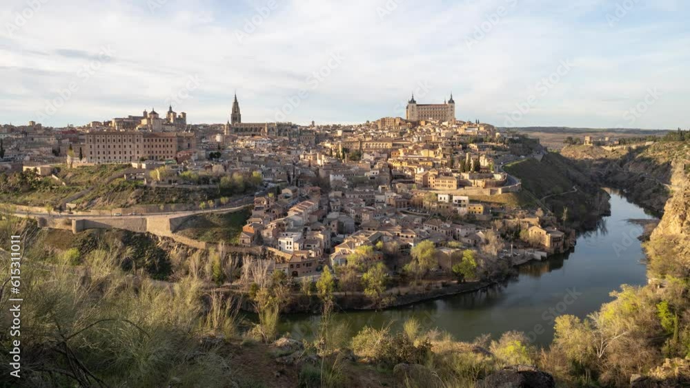 Time Lapse of Toledo from Mirador del Valle Valley Lookout during Sunset Day to Night Time Lapse of Toledo from Mirador del Valle Valley Lookout during Sunset Day to Night