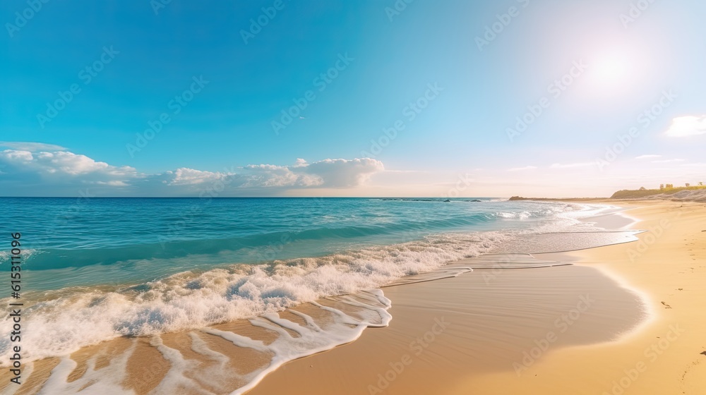 Obraz premium Nature of tropical golden beach with rays of sunlight