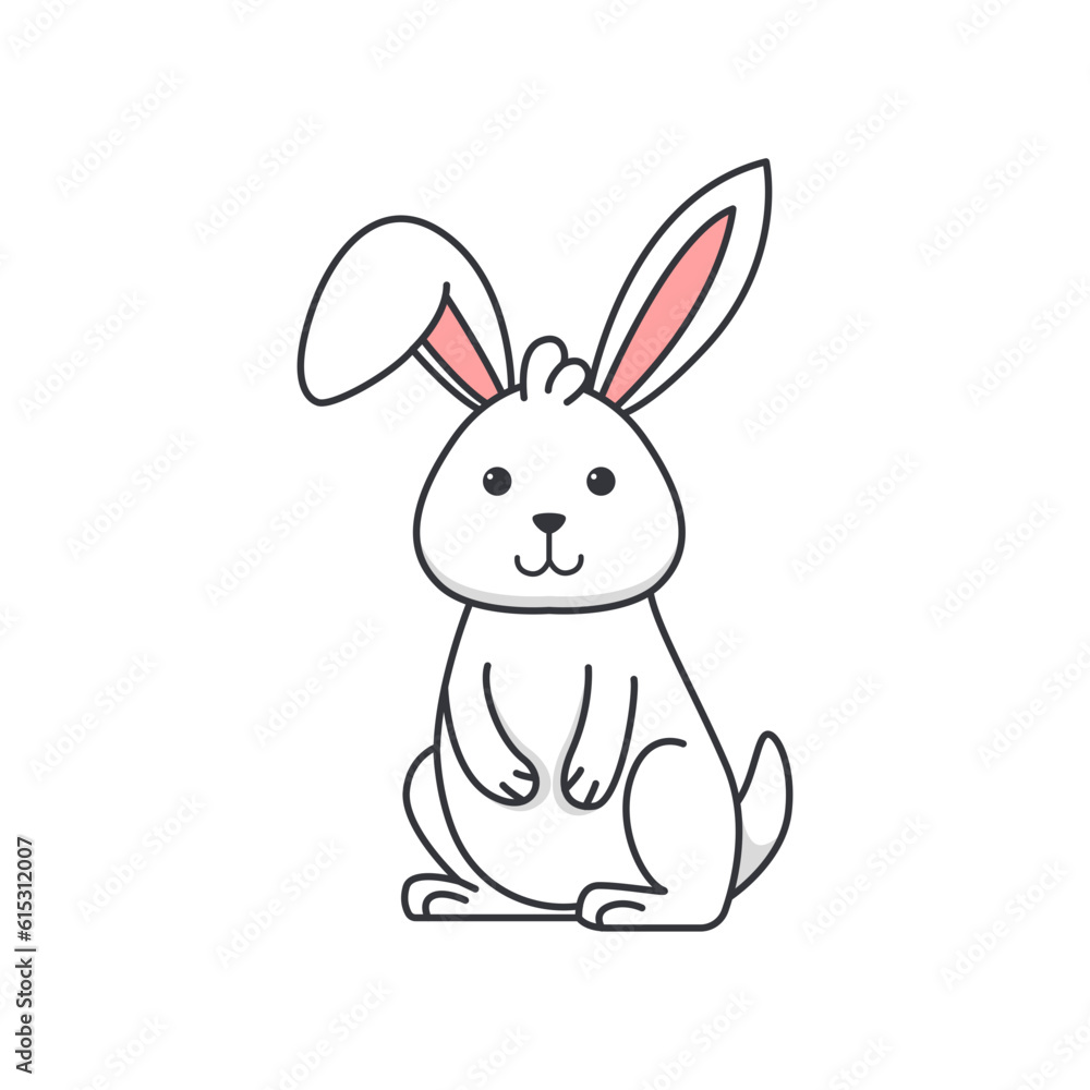 Obraz premium Cute cartoon rabbit. Vector illustration isolated on a white background.