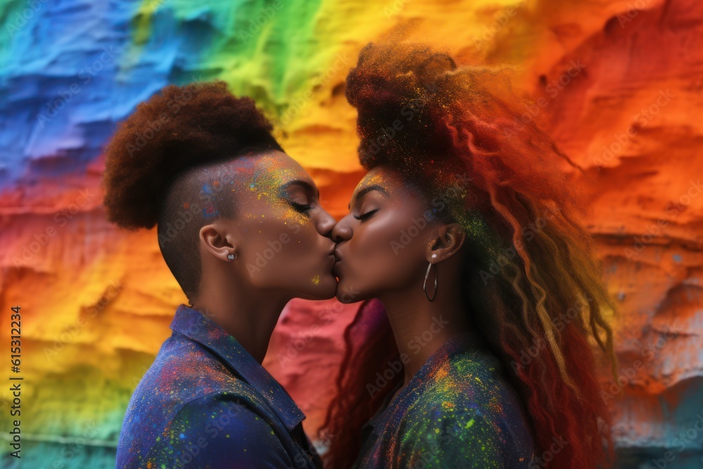 loving-couple-consisting-of-black-woman-and-non-binary-partner-kiss