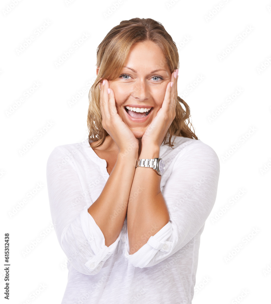 Portrait, smile and woman with surprise, excited and announcement isolated against a transparent background. Face, female person or model with shock, omg and wow with png, winning or prize give away Portrait, smile and woman with surprise, excited and announcement isolated against a transparent background. Face, female person or model with shock, omg and wow with png, winning or prize give away