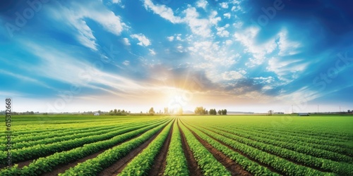 A verdant, sunlit field of ...